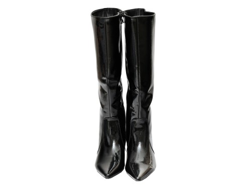 Stivale in simil pelle verniciato effetto naplak con tacco basso