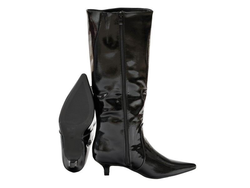 Stivale in simil pelle verniciato effetto naplak con tacco basso
