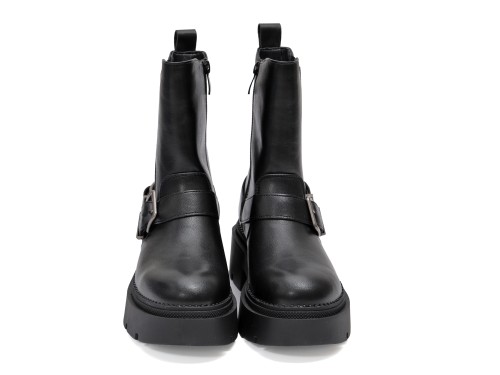 Stivaletto in simil pelle con fascia elastica e cinturini