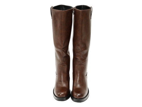 Stivale in simil pelle con tacco largo