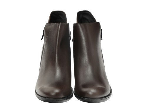 Tronchetto in vera pelle con tacco comodo e doppia lampo