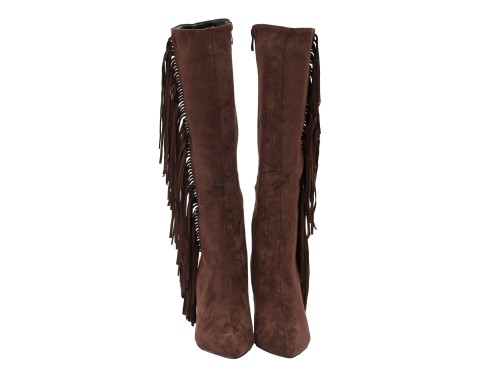 Stivali scamosciati con frange e tacco a spillo