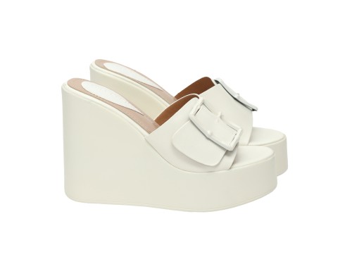 Ciabatta con zeppa - tacco 12,5 cm - plateaux 4,5 cm