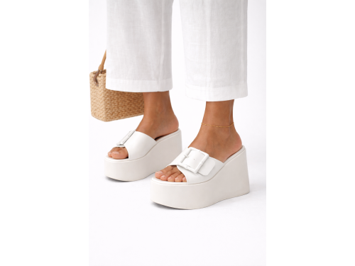 Ciabatta con zeppa - tacco 12,5 cm - plateaux 4,5 cm