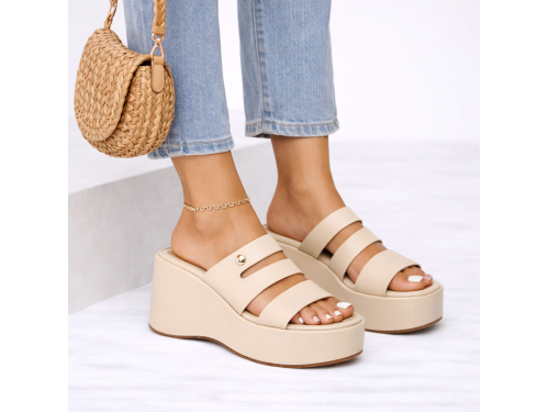 Ciabatta con zeppa - tacco 9,0 cm - plateaux 4,0 cm