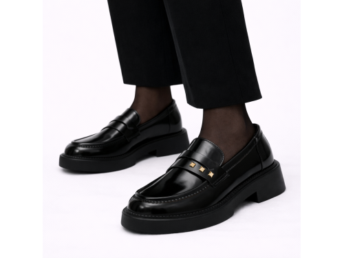 Mocassini con borchie - tacco 4,0 cm