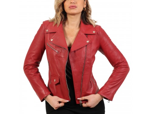 Chiodo in vera pelle di vitello bordeaux