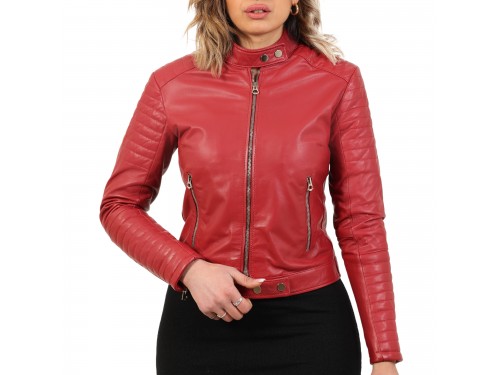 Giubbino in vera pelle di vitello bordeaux